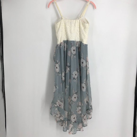 Kismet White & Teal Floral Lace as u wish Skirt Dress Hi-Lo size S - Picture 3 of 15